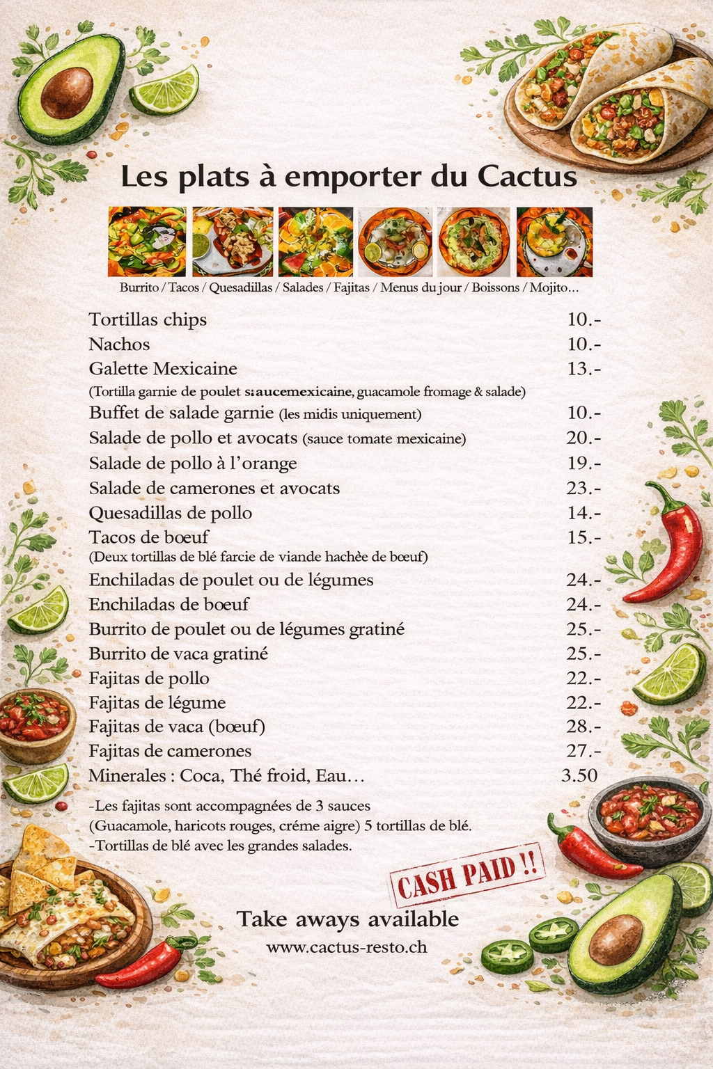 Menu à l'emporter - Le Cactus